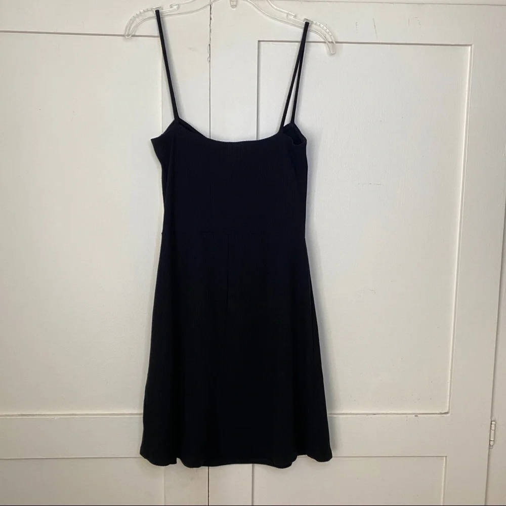 Reformation Ribbed Ruching Tank Black Mini Dress Small - Picture 7 of 7